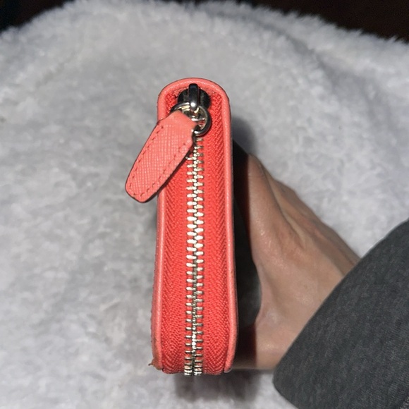 Coach signature brown/tan monogram long wallet with coral details π - Picture 6 of 10